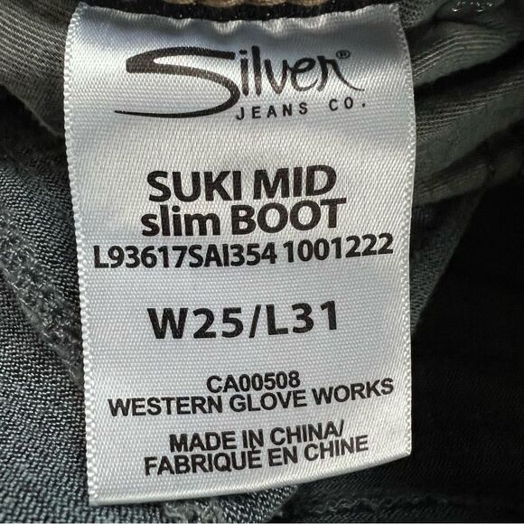 Silver Suki Slim Bootcut Mid-rise Embroidered Dark Wash Denim Jeans - Picture 12 of 16